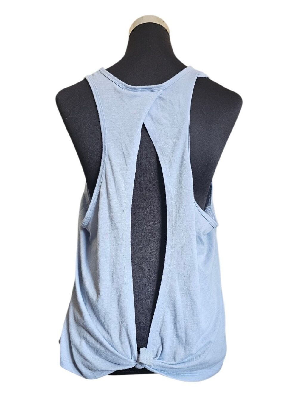 Victoria Sport Cotton Blend Blue Tank Top Open Back Size  Large